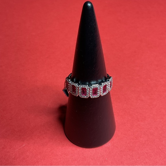 ⭐️Bomb Party RBP7725 “The Ava Set” Lab Created Ruby on Rhodium Size 10 Ring NWT - Picture 4 of 7